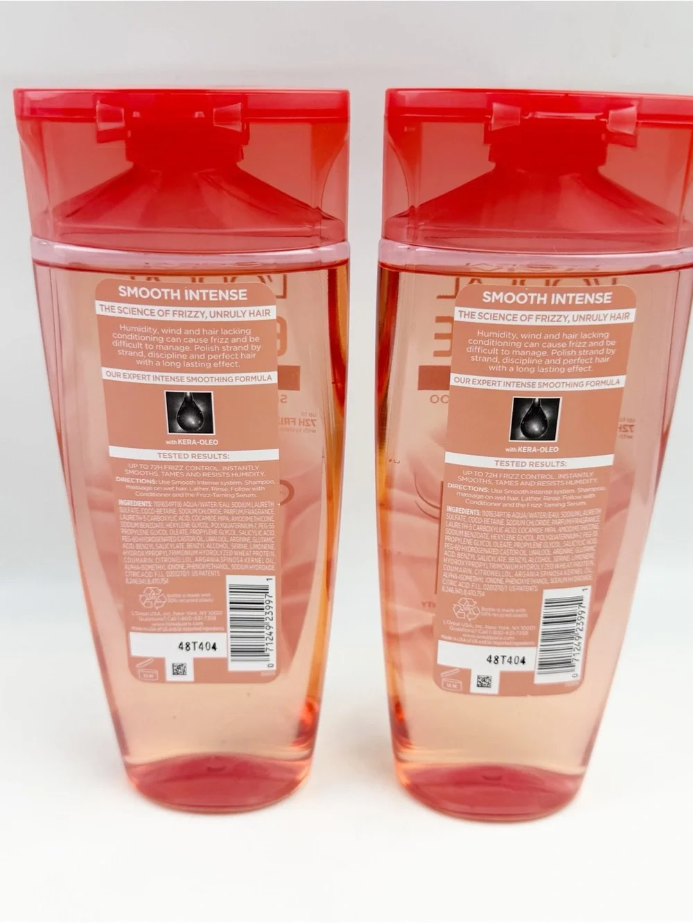 TWO Loreal Elvive Smooth Intense Shampoo 72 H Frizz Control Kera-Oleo Hair New